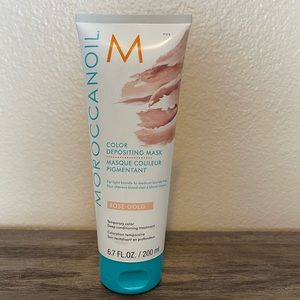 Moroccan oil color depositing mask in rose gold.